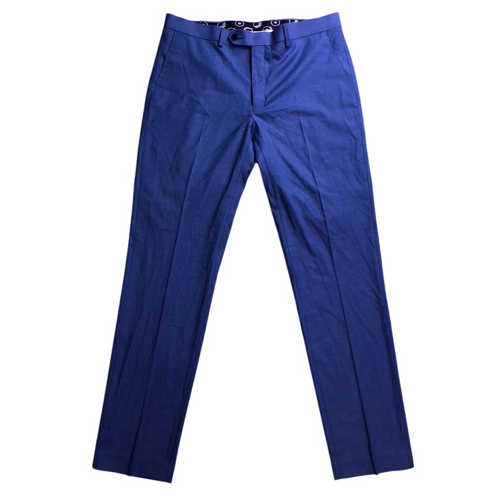 Ted Baker Dress Pants Mens 40R Blue Slim Fit Textured Trousers